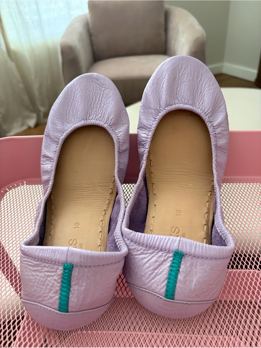 Lavender Patent Leather Tieks Ballet Flats Women’s size 10